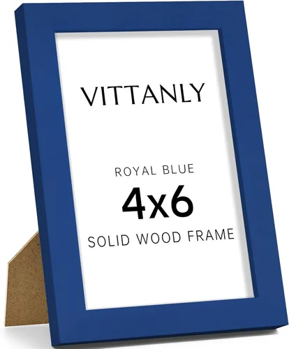 Miniatura 194 de Vittanly - Marco de fotos de 4 x 6 pulgadas de madera maciza con plexiglás, incluye paspartú de 3,5 x 5, para colgar en la pared o poner sobre una
