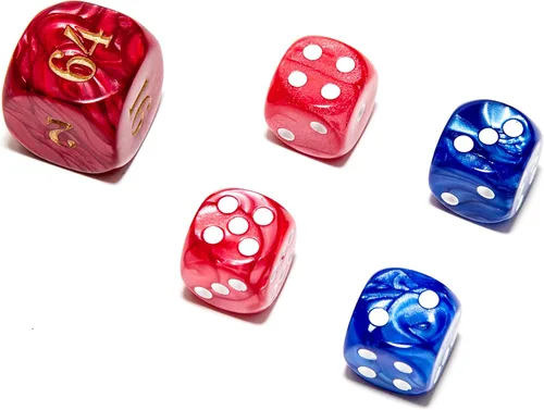 Miniatura 6 de Bello juegos Deluxe dados de imitación de mármol sets-black/, Azul, 5/8