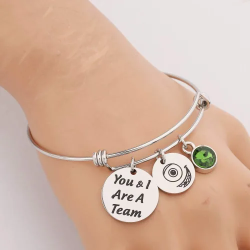 Miniatura 6 de KUIYAI Sulley and Mike Inspired You and I are A Team Bracelet with Monster Charm Fan Movie Team Gift Best Friend Metal