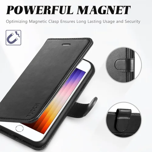 Miniatura 7 de TUCCH - Funda tipo cartera compatible con iPhone 8 Negro