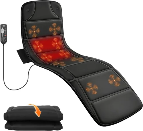 Full Body Massage Mat with Heat, Vibration Back Massage Pad with 10 Motors 3 Heating Levels Timer, Full Body Massager for Bed Chair Sofa, Father‘s