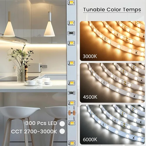 Miniatura 2 de MYPLUS Luces LED para debajo del gabinete, tira de luces LED de 16.4 pies, temperatura de color ajustable y 1123 lúmenes, regulable, 14 W, 24 V