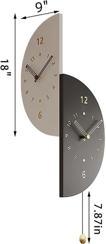 Miniatura 3 de Reloj de pared de esquina semicircular de doble cara con péndulo, movimiento de cuarzo silencioso, funciona con pilas, reloj decorativo para sala