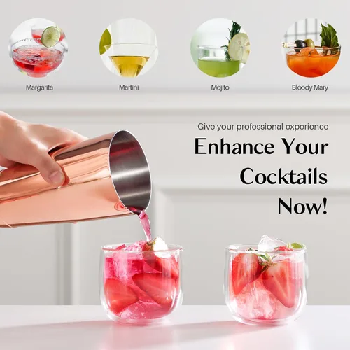 Miniatura 7 de WOTOR Juego de coctelera Boston, latas de coctelera de acero inoxidable ponderadas de 18 oz y 28 oz, coctelera de metal para Martini y mezclador