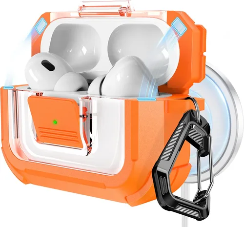 Miniatura 32 de RFUNGUANGO Funda para AirPods Pro 2, compatible con AirPods Pro de 2ª/1ª generación, compatible con MagSafe, bloqueo automático magnético con kit