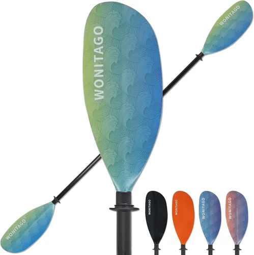 Miniatura 14 de Remo de kayak con eje de fibra de vidrio y hoja de nailon reforzado, remos de kayak ajustables, 3 piezas, 90.6-98.4 in/90-98 pulgadas, 82.7-90.6