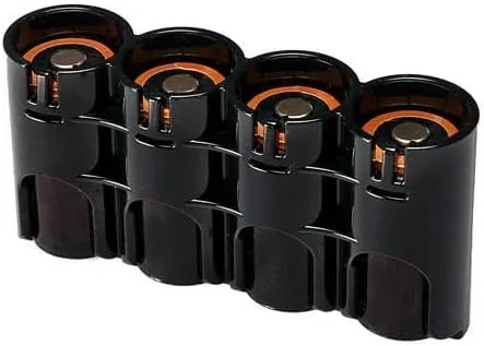 Storacell by Powerpax Slimline C - Organizador de almacenamiento de baterías, negro, con capacidad para 4 baterías (no incluidas)