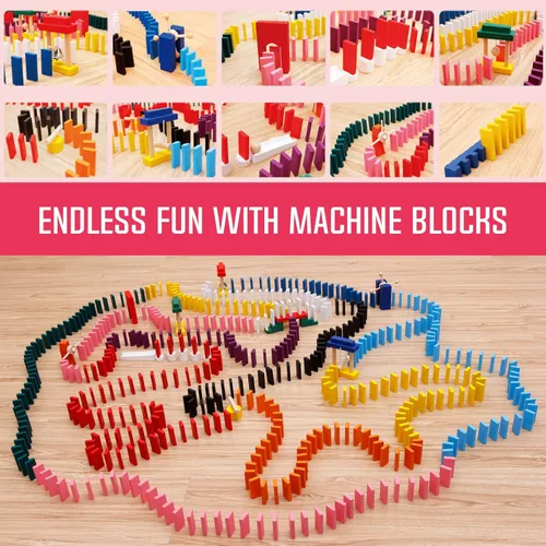 Miniatura 2 de Juego de dominó de 1000 piezas para niños con 20 bloques adicionales, azulejos coloridos para construcción, apilamiento, carreras, volar, dominó
