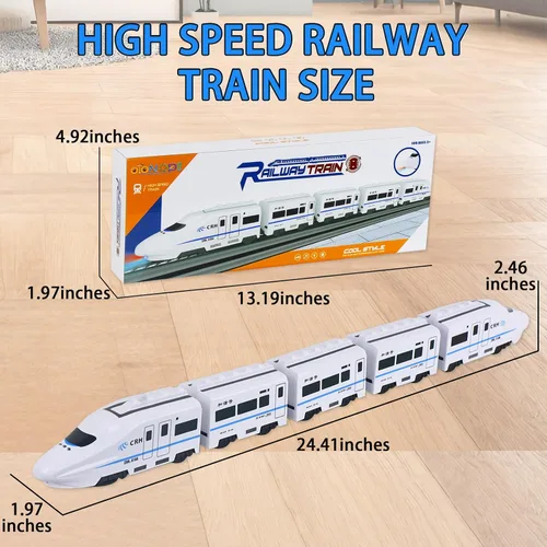 Miniatura 6 de OTONOPI Juego de tren de juguete, paquete de 5 tren eléctrico bala con luz y sonido, motor de locomotora de metro a pilas con gancho, juguete