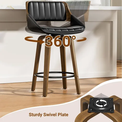 Miniatura 8 de YaFiti Taburetes de bar giratorios, taburetes de bar de 26 pulgadas de altura de mostrador, taburetes modernos de mediados de siglo con respaldo