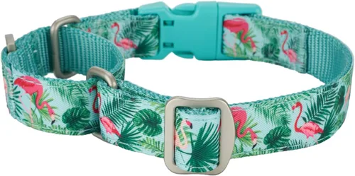 Miniatura 6 de Martingale - Collares para perros con hebilla a presión rápida, ajustable, patrón de flamenco, collares de entrenamiento sin tirones, para perros