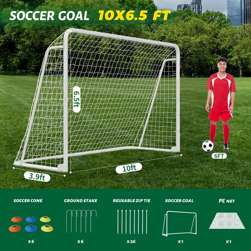Miniatura 3 de NAIZEA Porterías de fútbol – 24x8/21x7/18x7/12x6/16x7/10x6/8x6/6x4 pies para entrenamiento de patio trasero – Red de fútbol de metal portátil