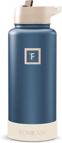 Miniatura 90 de IRON °FLASK Frasco de hidratación para acampar y senderismo con pajilla, botella de agua deportiva de acero inoxidable con aislamiento de boca