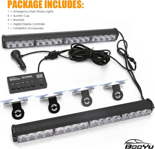 Miniatura 6 de Barra de Luces LED Estroboscópicas de Emergencia 2 en 1 con Controlador de Pantalla Digital Asesor de Tráfico para Parabrisas Visera de Advertencia