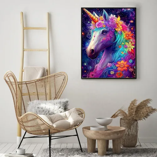 Miniatura 4 de Yikenjoy Kit de arte de diamante de unicornio para adultos – Kit de pintura de diamante de unicornio 5D para principiantes, taladro completo