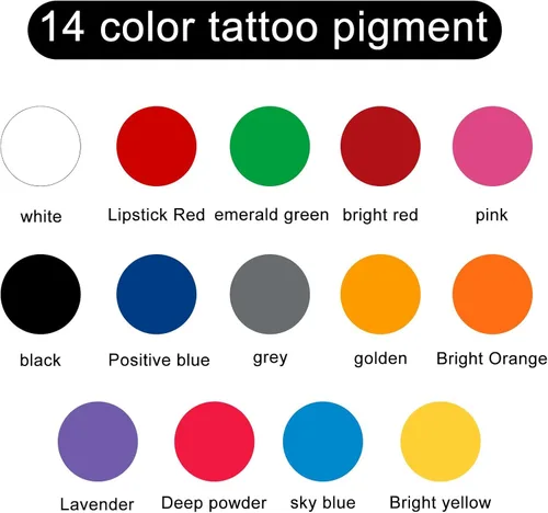 Miniatura 2 de Kit de tinta de tatuaje de 14 colores de 1.0 fl oz con pintura Microblade y tinta UV, juego de tinta dinámica para equipo de tatuaje y pistola