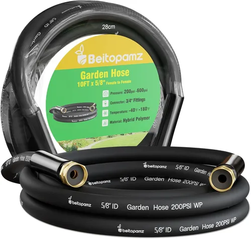 Miniatura 19 de Beitopamz Manguera de Jardín Corta de 1 pie x 5/8 pulgadas de Macho a Hembra, Manguera de Agua Pequeña Resistente, Conector de Extensión, Manguera