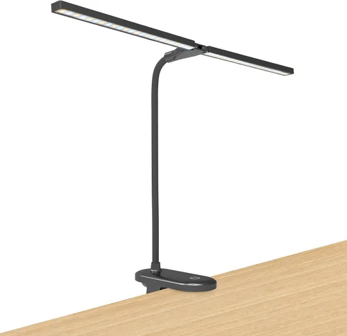 Luz de lectura LED con clip, lámpara de escritorio 48 LED de 2600 mAh, batería recargable por USB, luces de libro recargables por USB, brillo Negro