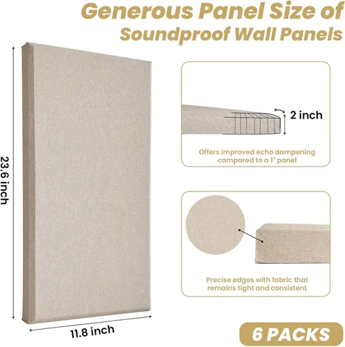 Miniatura 2 de 6 paneles acústicos, grandes paneles de pared insonorizados, paneles profesionales de fibra de vidrio que absorben el sonido, paneles de espuma a