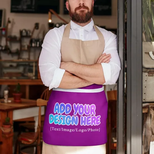 Miniatura 16 de AXKEUDO Delantal personalizado con bolsillos, delantales de cintura para camarera para cocinar en casa, restaurante, servir trabajo