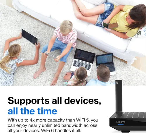 Miniatura 2 de Linksys Router Mesh WiFi 6, doble banda, cobertura de 1500 pies cuadrados, más de 20 dispositivos, velocidades de hasta (AX1500) 1.5Gbps - MR7340