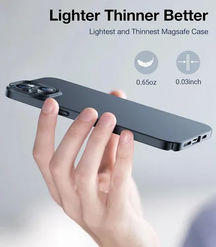 Miniatura 5 de TORRAS Funda Magnética de Ajuste Delgado para iPhone 13/iPhone 14, [Ultra Delgada][Compatible con MagSafe][Tacto de Terciopelo], Funda para iPhone