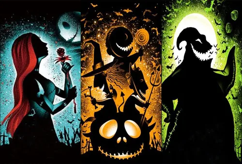 Kit de pintura de diamantes de Halloween para adultos, Jack y Sally DIY 5D con diamantes, kits de pintura artística de gemas de bricolaje, Pesadilla