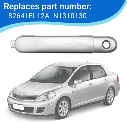 Miniatura 3 de Manija de puerta con orificio de cerradura Compatible con Nissan Versa 2007-2011 Tiida 2007-2012 82641EL12A N1310130 Manija de puerta exterior Tono