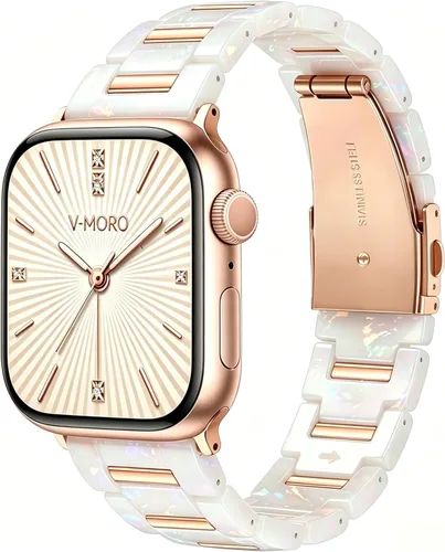 Miniatura 36 de V-MORO - Correas de resina compatibles con Apple Watch Series 11/10/9/8/7 y SE/6/5/4/3/2/1/SE3 de 1.49, 1.57, 1.61, 1.65 pulgadas, correa ligera