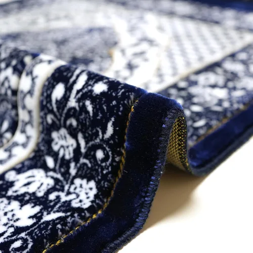 Miniatura 9 de Modefa Alfombra de oración islámica turca, alfombra de terciopelo suave y afelpado, tapete de oración tradicional musulmana, Janamaz Sajada Azul