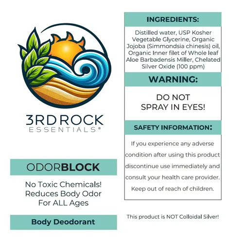 Miniatura 2 de 3rd Rock Essentials ODORBlock Desodorante corporal sin perfume Desodorante invisible sin aluminio no tóxico Cuidado personal totalmente natural
