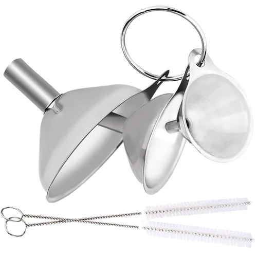 Miniatura 7 de Embudo de metal de acero inoxidable, juego de 3 embudos grandes, medianos y pequeños, mini embudos de grado alimenticio para uso en cocina, botellas