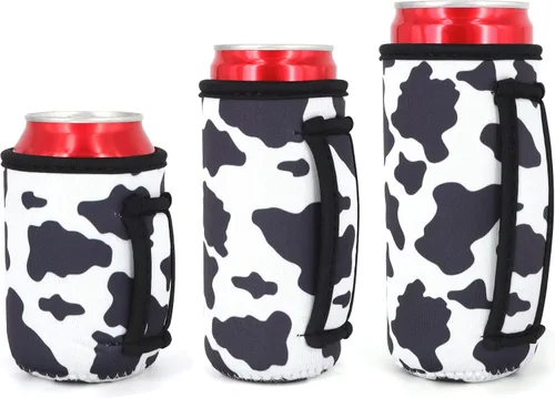 Miniatura 15 de Paquete de 3 fundas de neopreno reutilizables aisladas para latas con asa para refrescos, bebidas energéticas, gaseosas, cerveza, seltzer duro