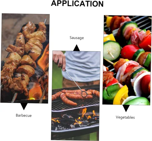 Miniatura 2 de Yardwe Parrilla de brocheta vertical, 10 piezas, pinchos de acero inoxidable