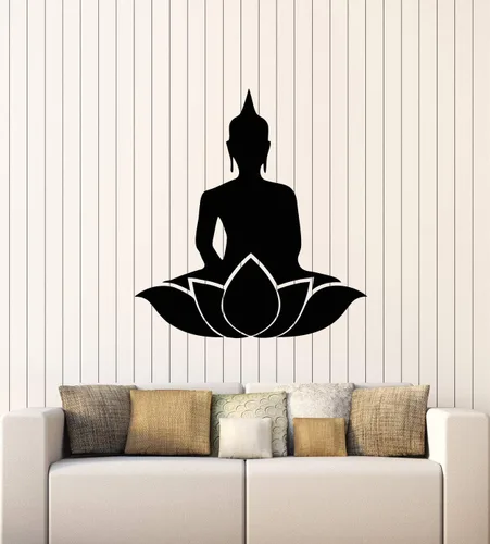 WallStickers4ever Vinilo adhesivo de pared de Buda, flor de loto, postura, estudio de yoga, mantra, meditación, decoración grande (g2047), color