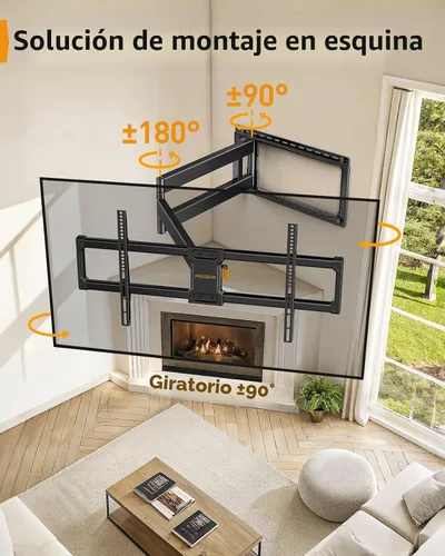 Miniatura 6 de Perlegear PGXLF02 - Soporte de pared de brazo largo y movimiento completo para TV de 42 a 97 pulgadas hasta 68 kg, soporte de TV preensamblado