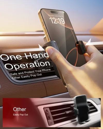 Miniatura 8 de SUPERONE Soporte de teléfono 3 en 1 para automóvil [ventosa y clip más fuertes] Soporte de teléfono ajustable de 360° para tablero, ventilación