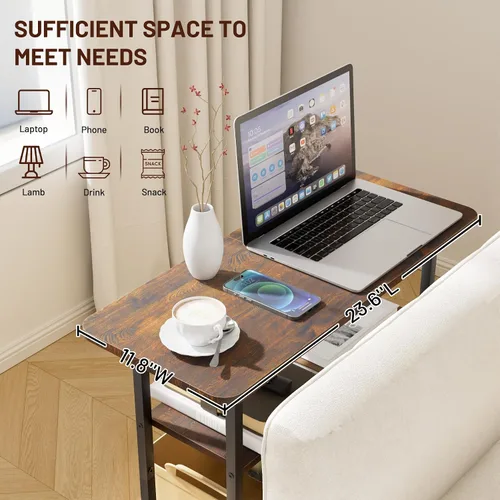 Miniatura 4 de SLEEPING LAMB Mesa auxiliar para sala de estar, mesa auxiliar de 3 niveles para espacios pequeños con superficie de almacenamiento amplia, mesita