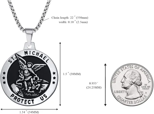 Miniatura 5 de enhong Collar de San Miguel de acero inoxidable con cadena