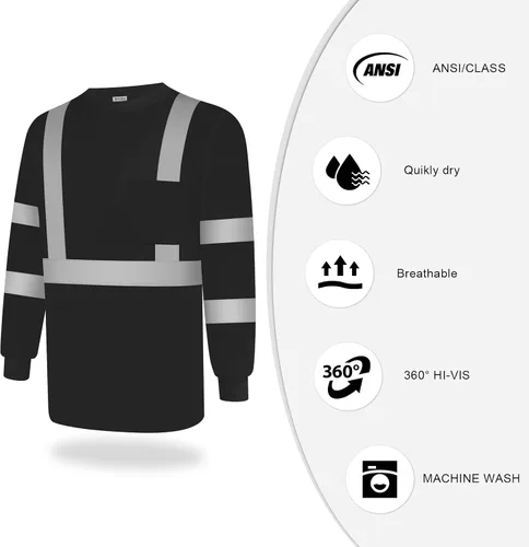 Miniatura 3 de TCCFCCT Camisas de seguridad para hombre reflectantes Clase 3 de manga larga de alta visibilidad, camisas de alta visibilidad para hombre y mujer