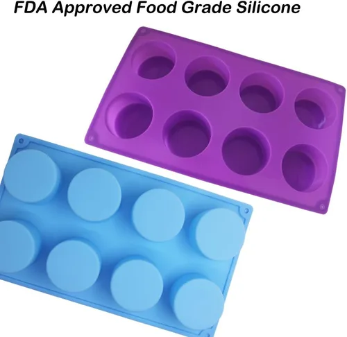Miniatura 2 de SourceTon - Molde para hornear de silicona redondo grande de 8 cavidades, 3 paquetes de moldes antiadherentes de grado alimenticio para pasteles