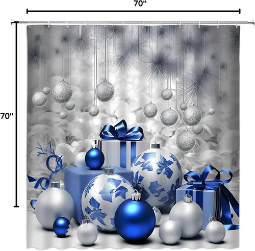 Miniatura 8 de Cortina de ducha de Navidad para autocaravana, pequeña cortina de decoración de baño con ganchos, 36 pulgadas de ancho x 70 pulgadas de ancho x 70