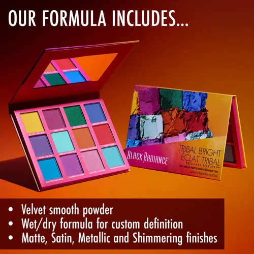 Miniatura 5 de Black Radiance Paleta atrevida y sexy, 18 tonos para ojos y cara, acabado mate, purpurina y perla, incluye contorno, rubor e iluminadores, colección