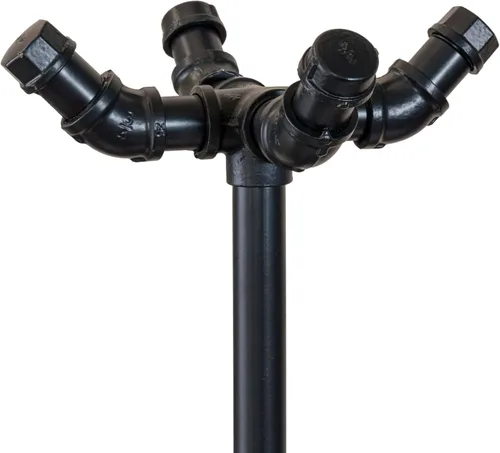 Miniatura 5 de MyGift Perchero industrial de metal negro de 64 pulgadas con diseño de tubo realista y 12 ganchos, organizador de entrada para colgar abrigos