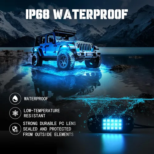 Miniatura 3 de SHINIGHT Luces LED de roca para camiones, kit de 6 cápsulas de luces para Jeep, kit de iluminación exterior con control de aplicación, modo