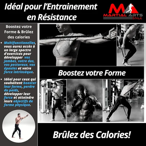 Miniatura 8 de Bandas de resistencia de boxeo para entrenamiento de artes marciales MMA en casa para puñetazos/patadas, bandas de ejercicio de 150 libras