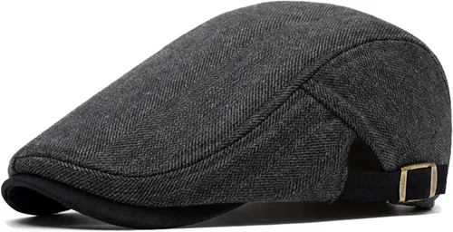 meioro Gorra Plana de Algodón para Hombre Sombrero Newsboy de Tweed Espiga Sombreros Ajustables de Mezcla de Lana Gorras Gatsby Cabbie Ivy