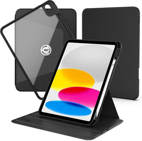 CACOE Funda giratoria 360 para iPad (A16) de 11ª/10ª generación con soporte para lápices 2025/2022 de 11/10.9 pulgadas, a prueba de golpes, para