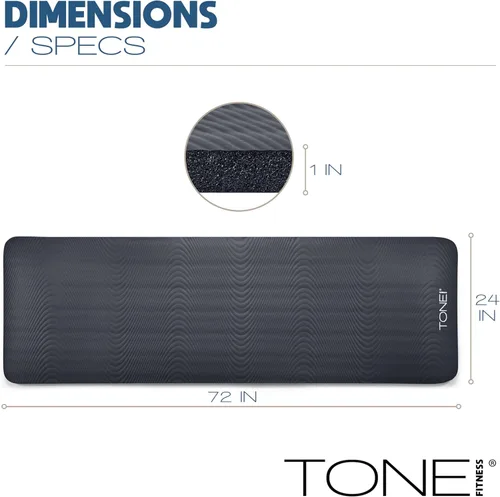 Miniatura 4 de Tone Fitness Esterilla de yoga de 1 pulgada de grosor Alfombrilla de ejercicio antideslizante de alta densidad con correa de transporte para yoga