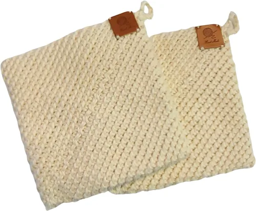 Miniatura 21 de Soportes para ollas de ganchillo hechos a mano, colección de color sólido, algodón de 6 x 6 pulgadas, resistentes al calor, doble capa, lazo
